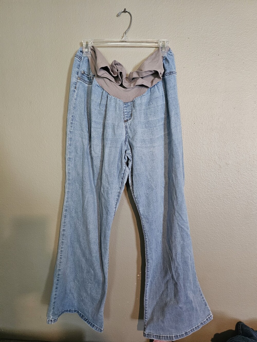 Light Blue Maternity Flared Jeans with Stretch Waistband 3x